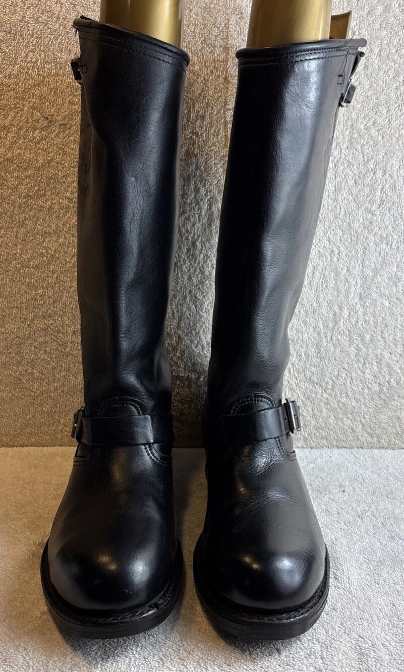 Harley-Davidson Black Leather Steel Toe Motorcycle Boots Men Size 9.5